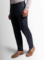 Close view of the wide stripe running down the leg