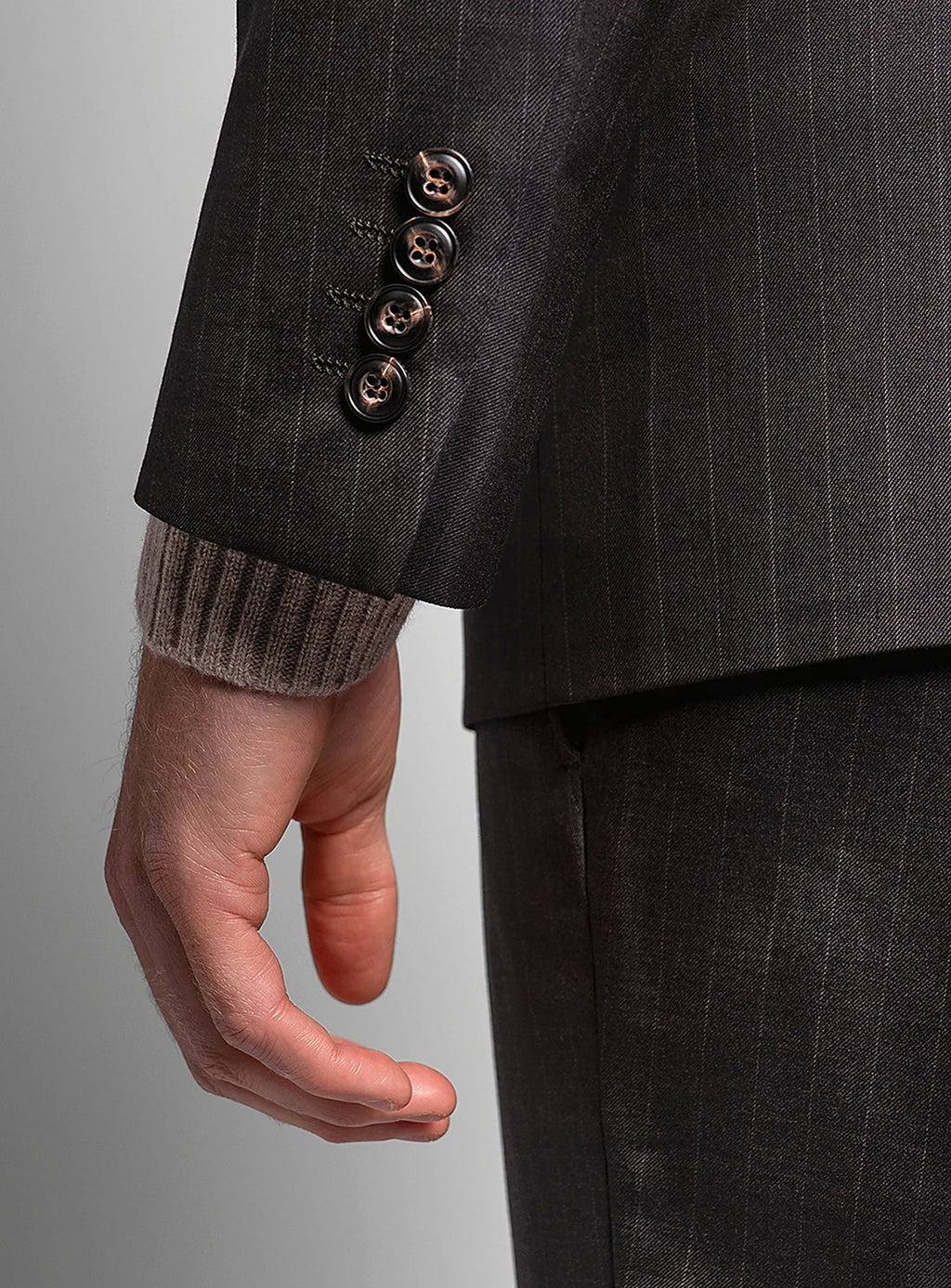 Carmine Chocolate Brown Pinstripe Suit