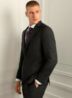 Close view of the jacket front, lapel and flap pocket