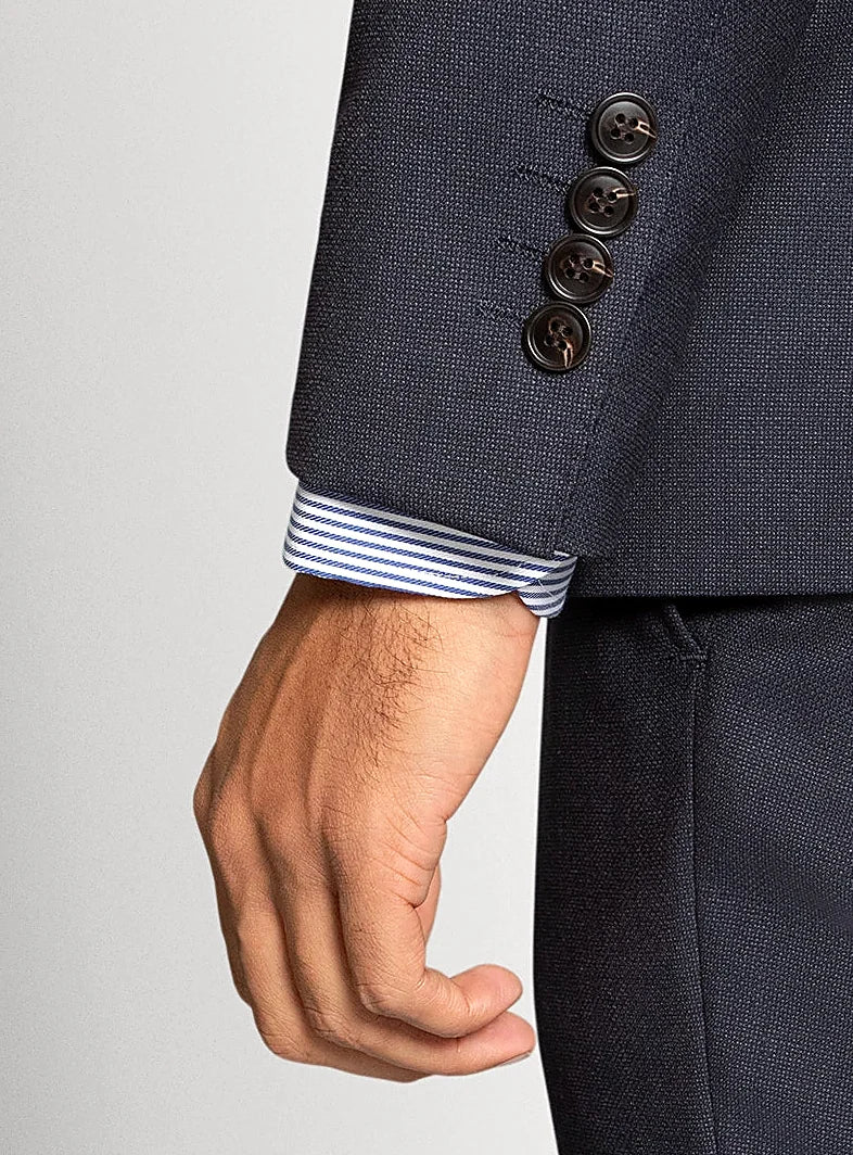 Dominico Basketweave Navy Suit