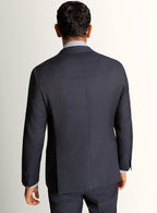 Close view of the basketweave texture in navy