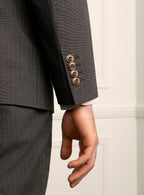 Notch lapel and two-button front detail