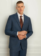 Light blue plaid suit shown full length with a white shirt