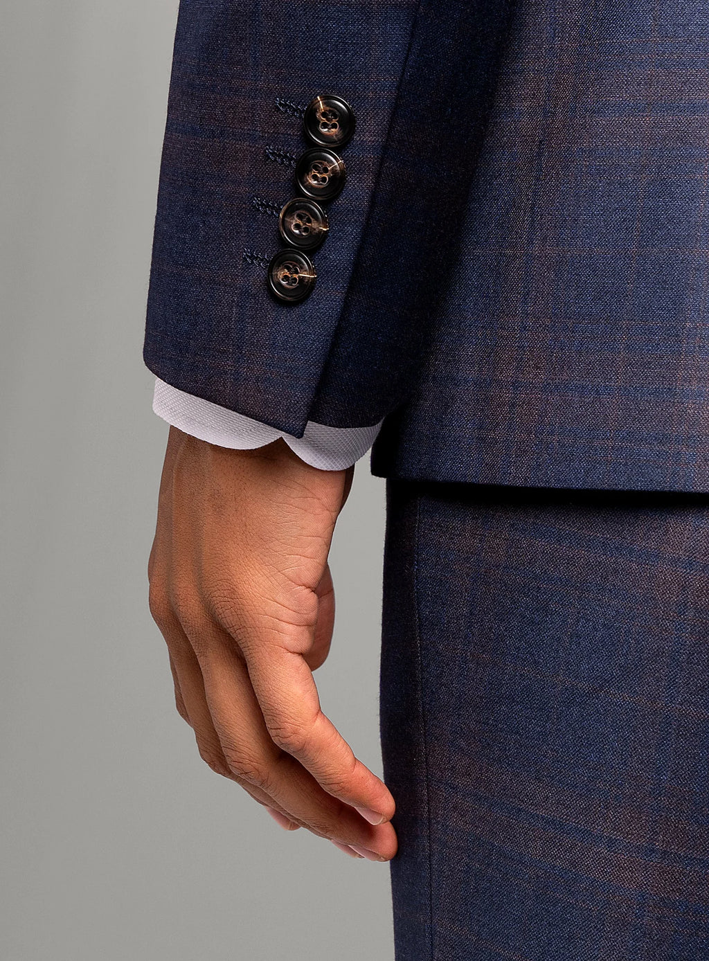 Fredo Bronze Plaid Navy Suit