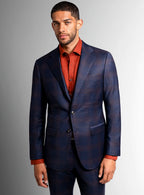 Fredo Bronze Plaid Navy Suit