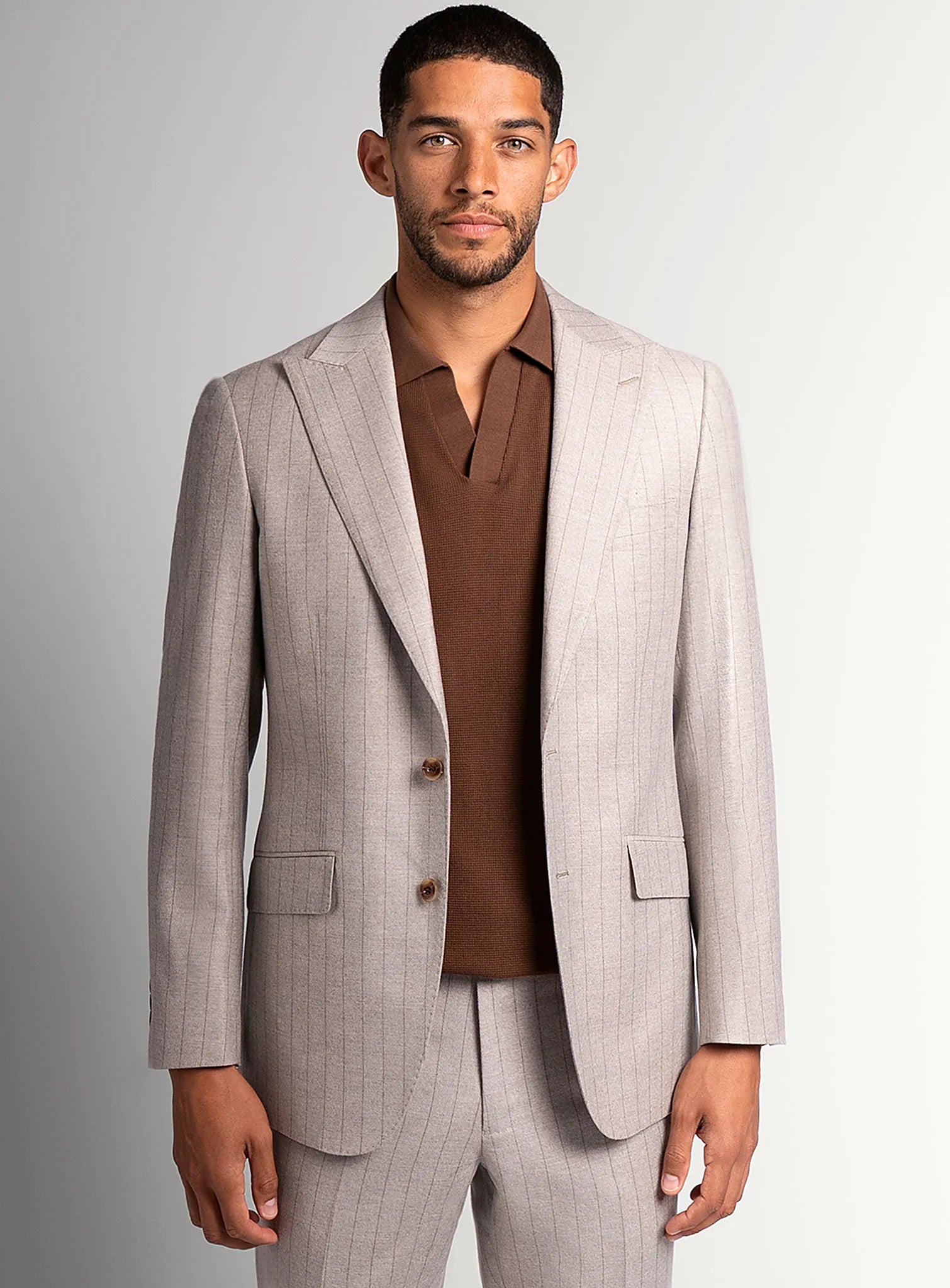 Giacomo Stripe Taupe Suit
