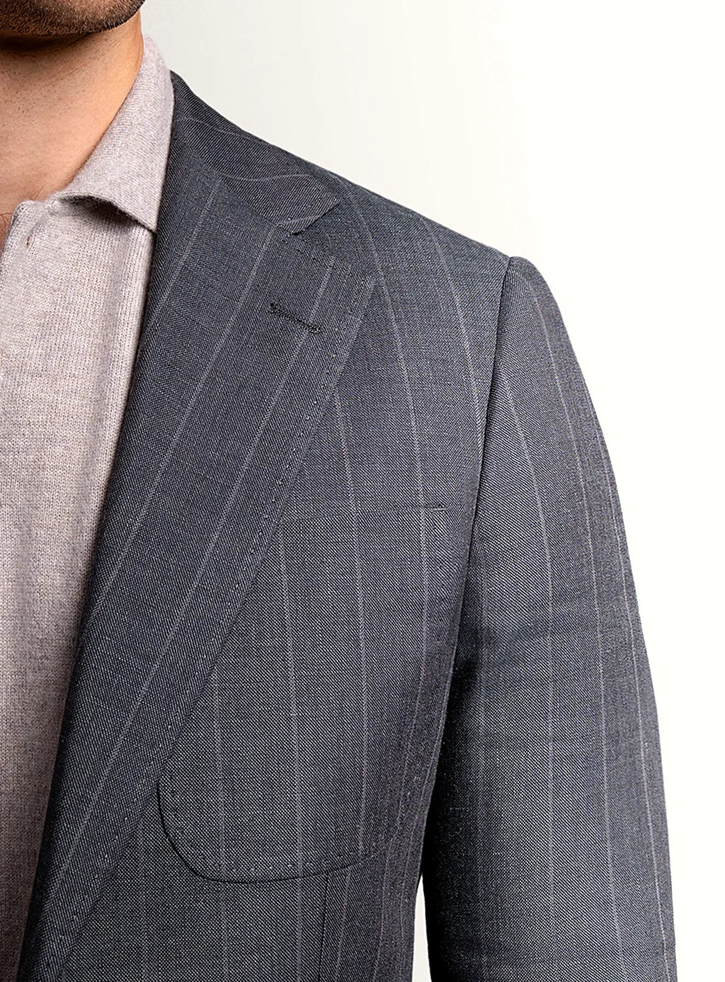 Luzio Olive Green Pinstripe Sport Jacket