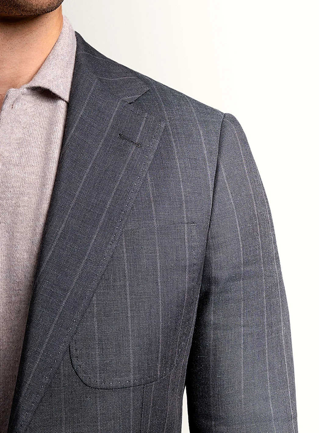 Luzio Olive Green Pinstripe Sport Jacket