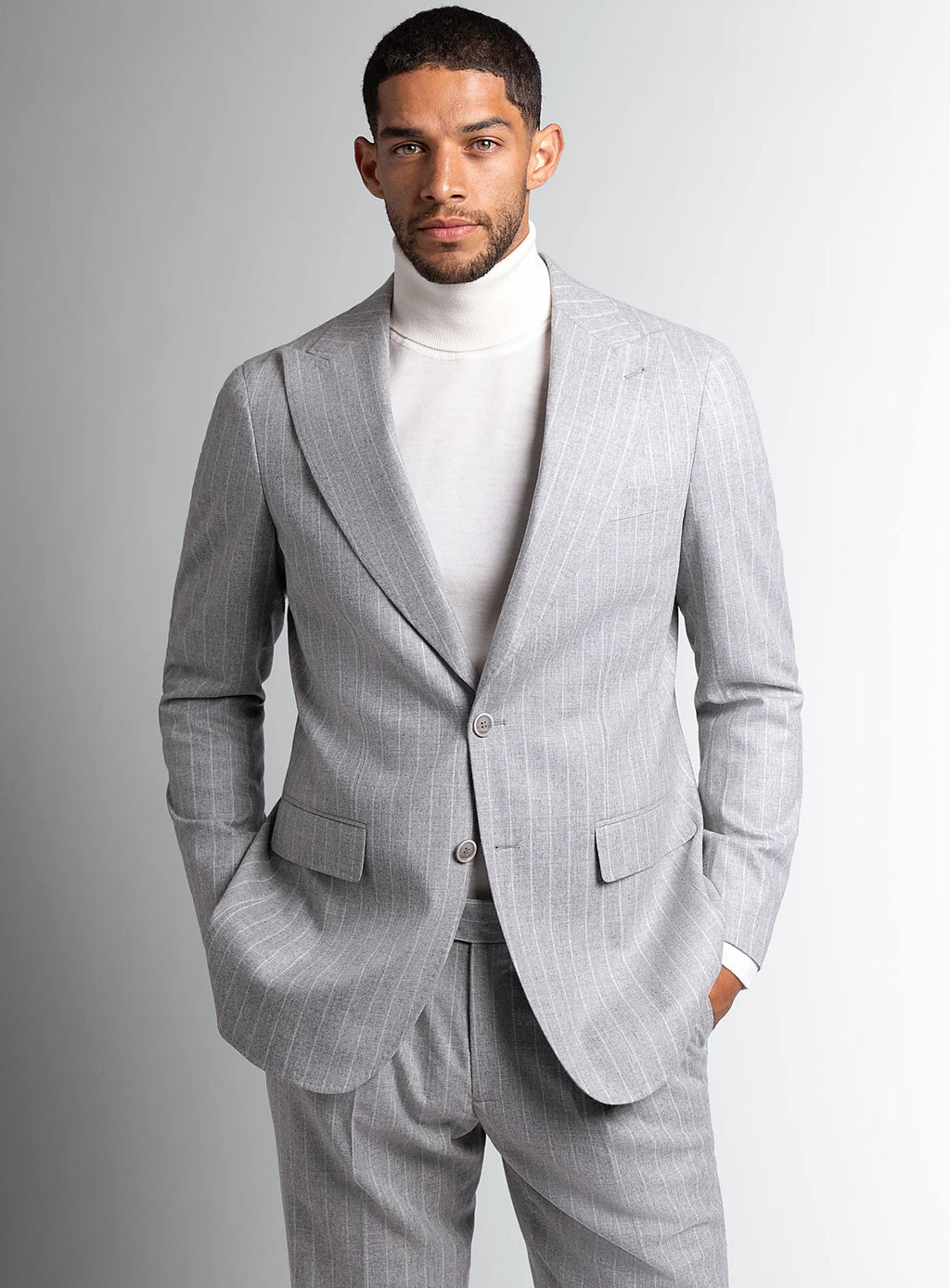 Portici Milled Pinstripe Silver Grey Sport Jacket