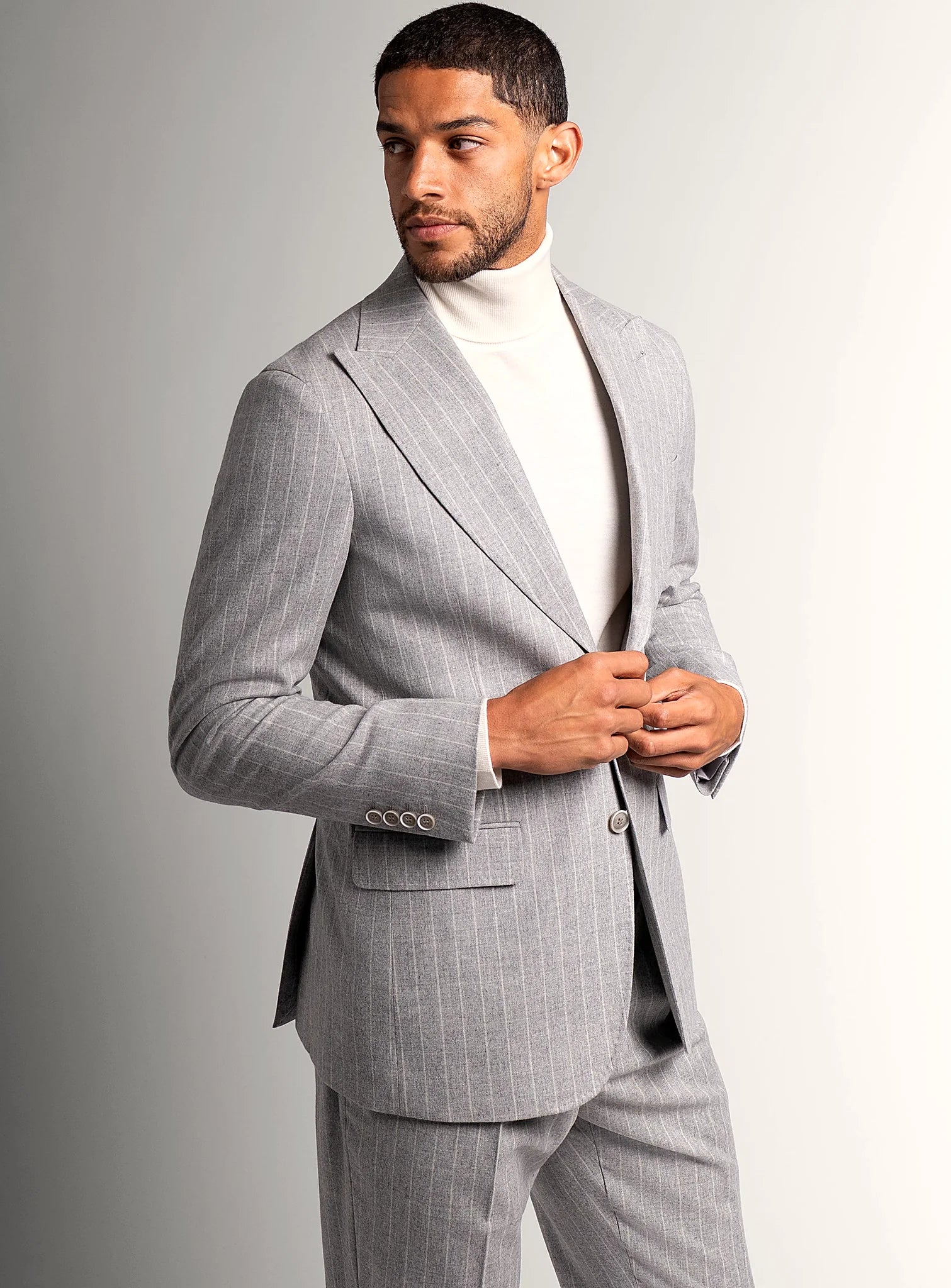 Portici Milled Pinstripe Silver Grey Sport Jacket