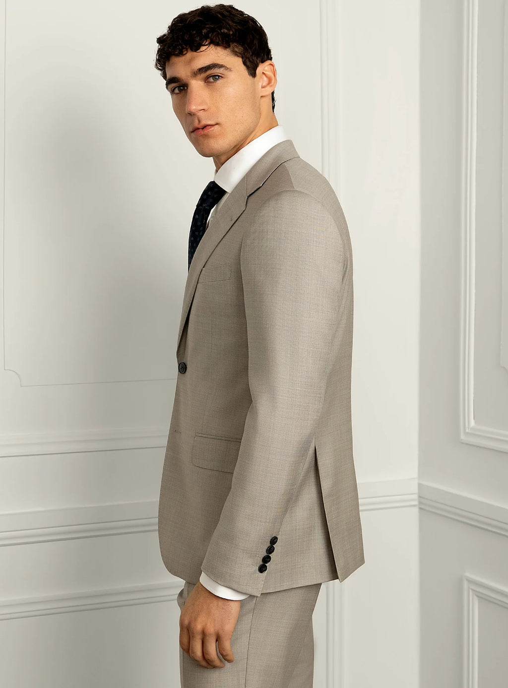 Sforza Sharkskin Stone Beige Suit
