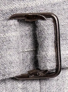 Side view of the tapered leg and cuffed hem