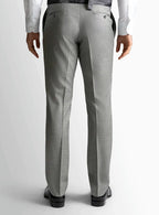 Close view of the sharkskin weave in silver grey