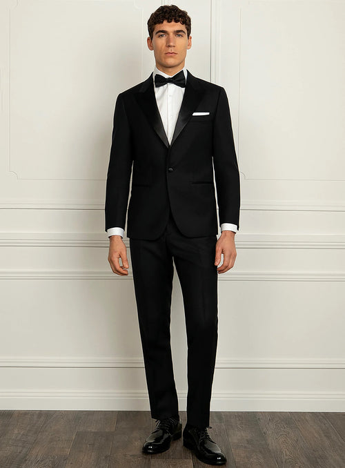 Three-quarter view of the dinner jacket and trousers