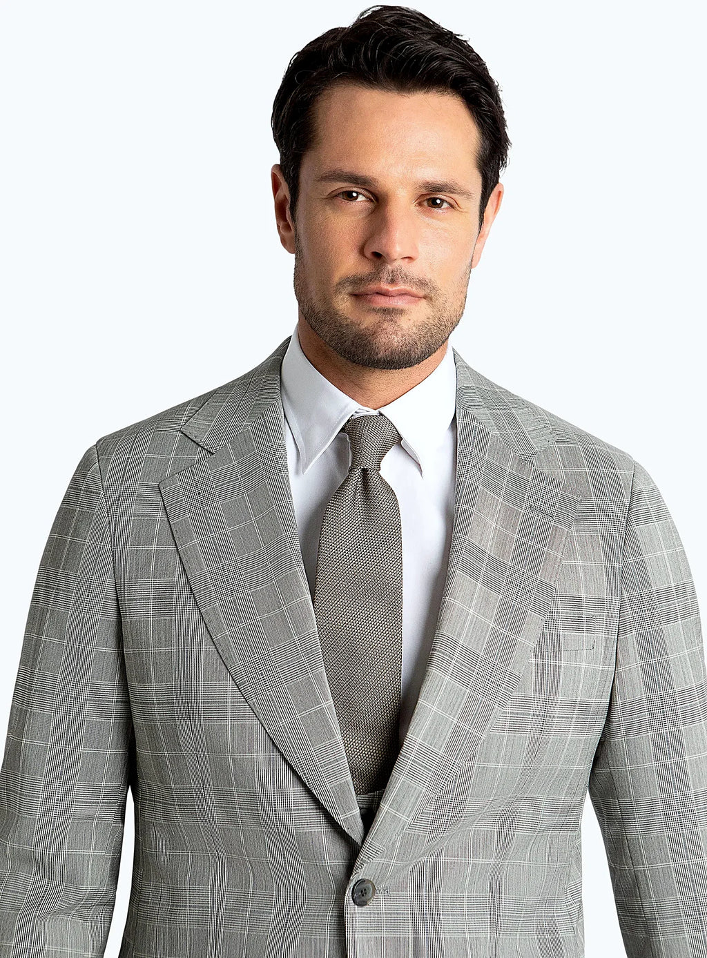 Close view of the oversized frame check in grey