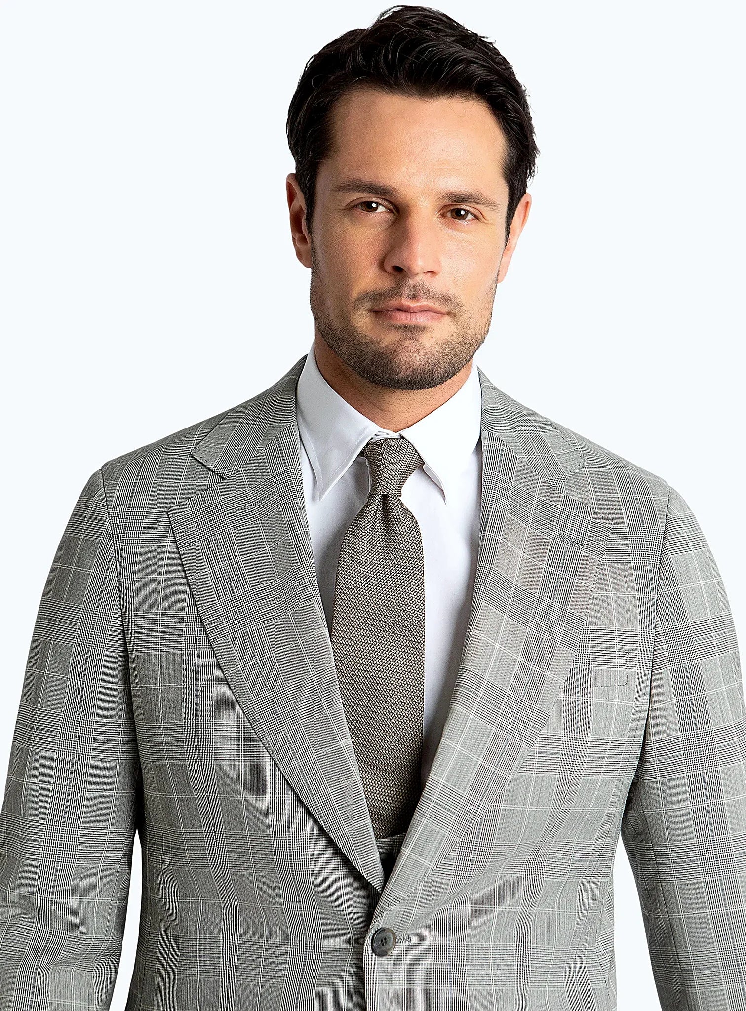 Close view of the oversized frame check in grey
