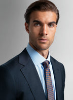 Close view of the fine blue texture in the navy cloth