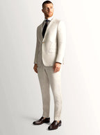 Lapel and front detail of the sand blazer