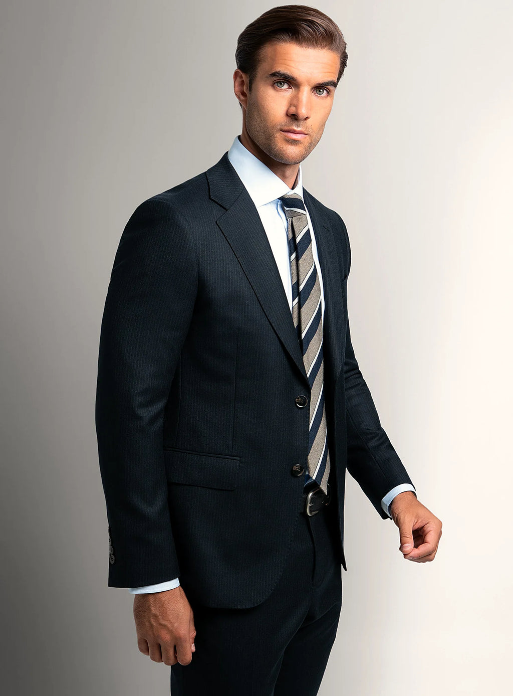 Vieri Flannel Stripe Navy Suit